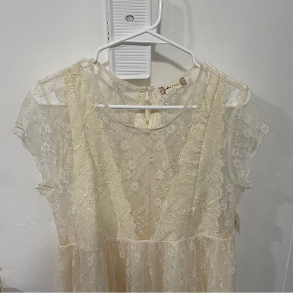 NWT Altar'd State Ivory Lace Midi Short Sleeve Dress - Picture 3 of 13